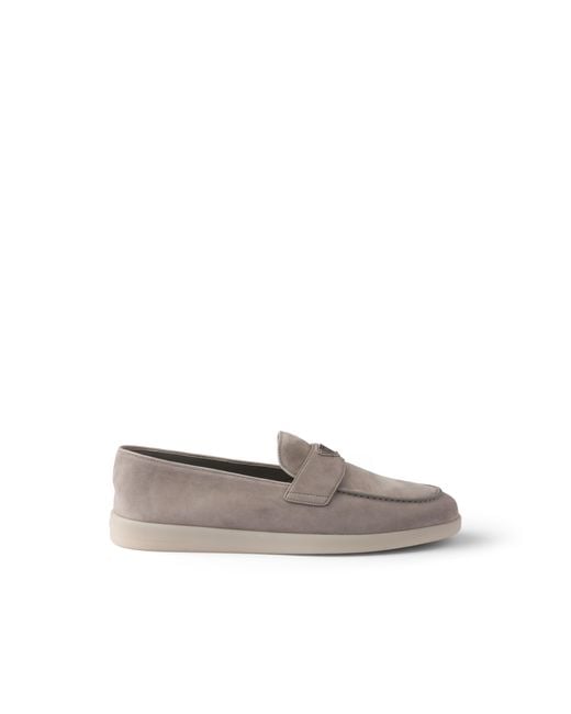 Prada White Suede Loafers for men