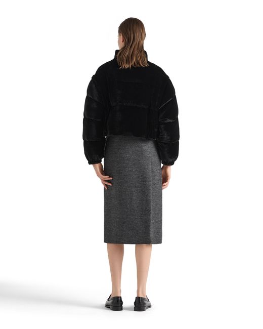 Prada Black Convertible Cropped Velvet Down Jacket