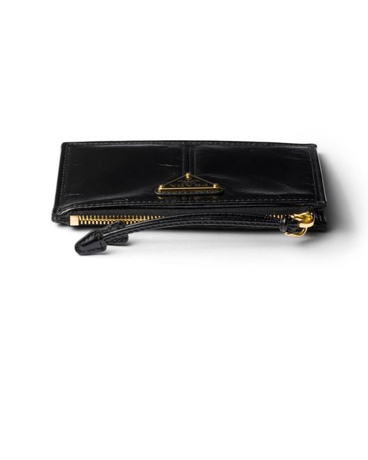 Prada White Leather Card Holder With Zipper