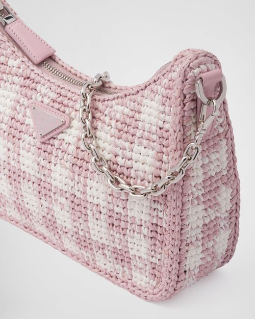 Mini Sac En Crochet Re-edition Prada en coloris Pink