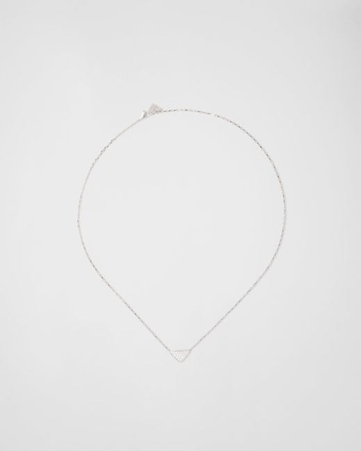 Collier Avec Mini Pendentif Triangulaire Eternal En Or Blanc Et Diamants Prada en coloris White