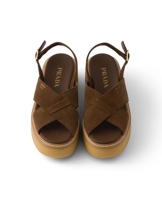 Prada Brown Suede Sandals