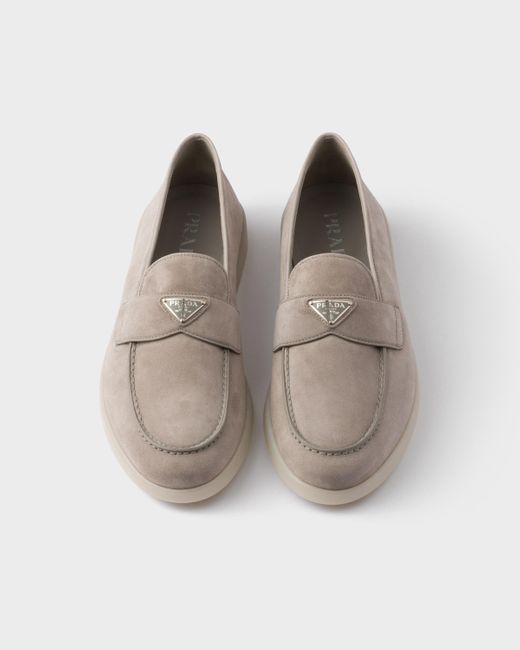 Prada Loafer Aus Wildleder in White für Herren
