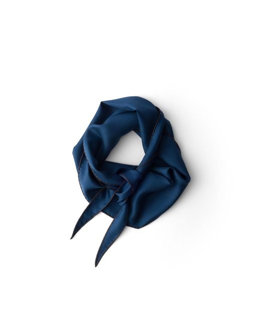 Prada Blue Printed Twill Scarf