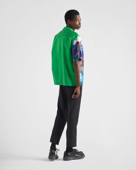 Prada Green Double Match Re-nylon Shirt for men