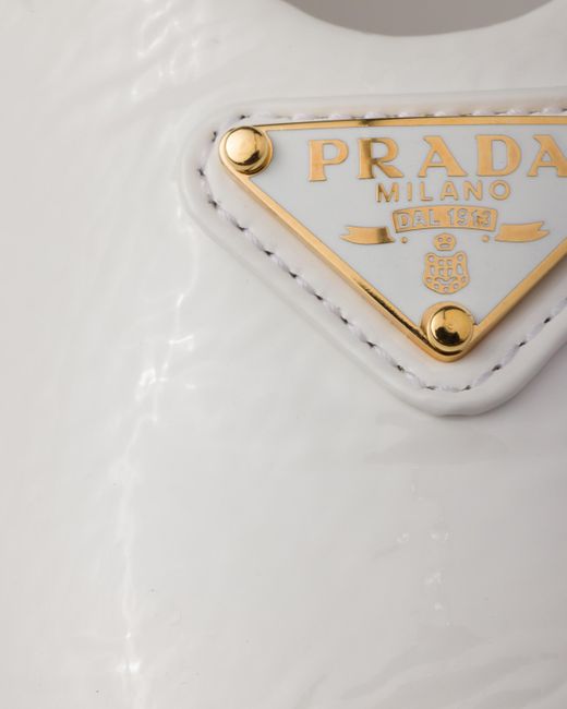 Prada White Ballerinas Aus Aus Naplak-Lackleder