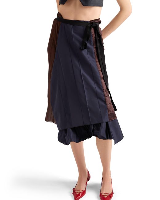 Prada Blue Faille Patchwork Skirt