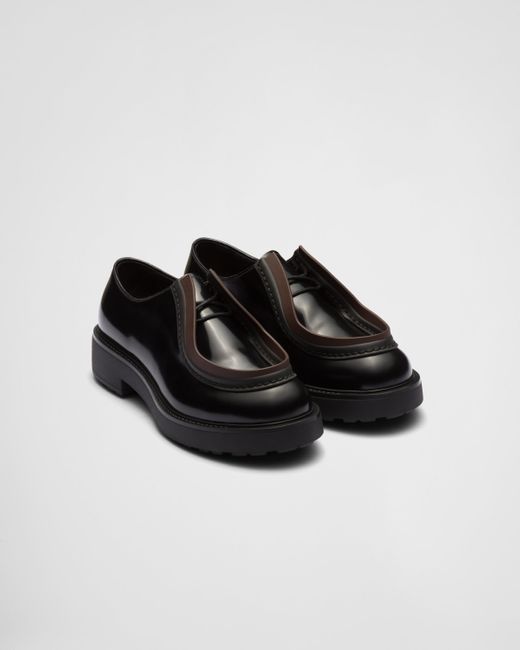 Chaussures À Lacets Diapason En Cuir Brossé Opaque Prada pour homme en coloris Black