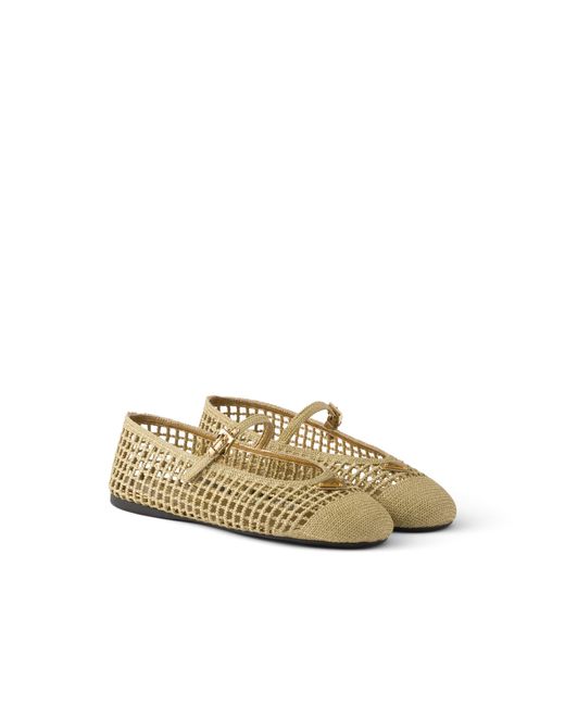Prada Metallic Crochet Ballerinas