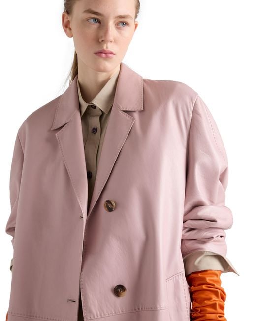 Prada Pink Nappa Leather Coat
