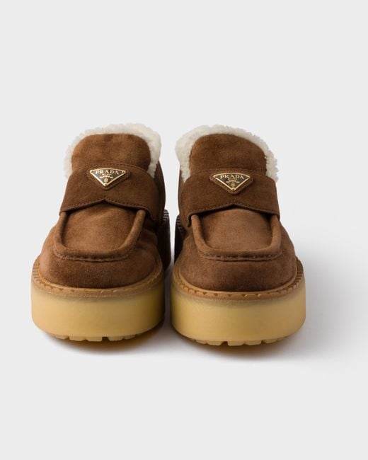 Prada Brown Suede Loafers