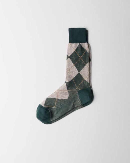 Prada Multicolor Argyle Cotton Ankle Socks for men
