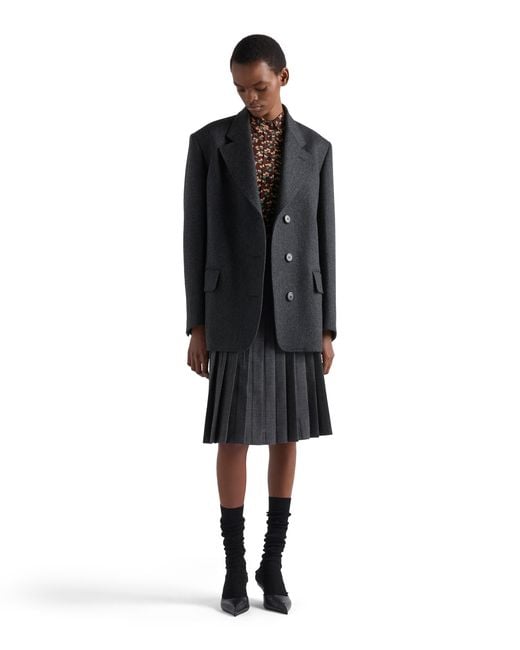 Prada Black Single-Breasted Chevron Caban Jacket