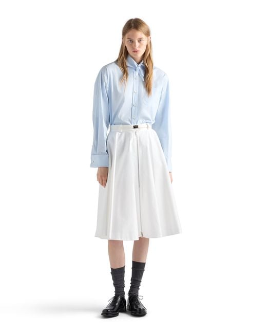 Prada White Chino Midi-Skirt With Zipper