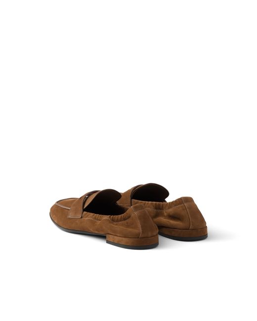 Prada Brown Shuffle Nubuck Leather Loafers