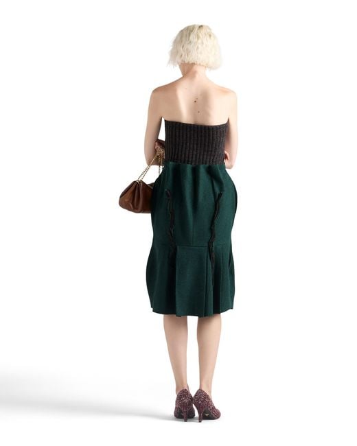 Prada Green Shetland Wool Midi Skirt