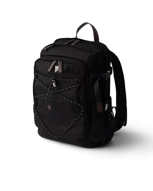 Prada Black Speedrock Re-Nylon And Leather Backpack for men