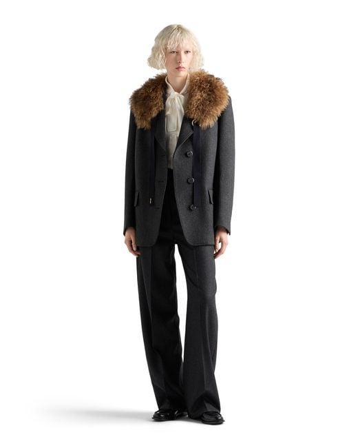 Prada Black Wool Flannel Pants