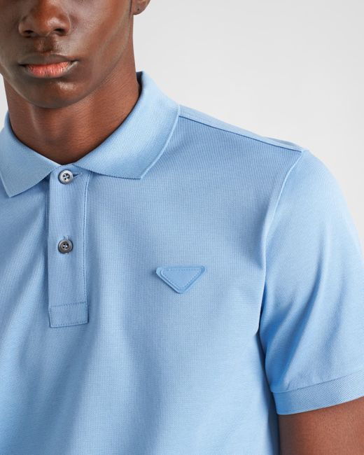 Prada Blue Piqué Polo Shirt for men