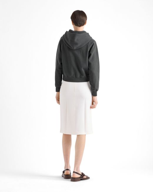 Sudadera De Algodón Con Capucha Y Cremallera Prada de color Black