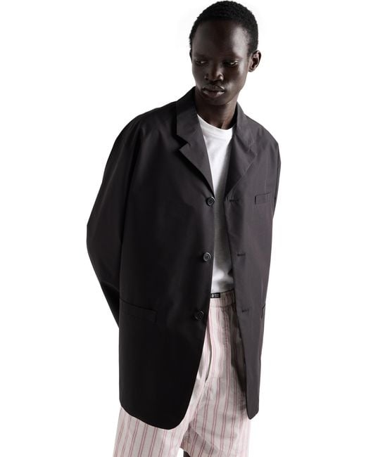 Prada Black Single-Breasted Technical Cotton Jacket for men