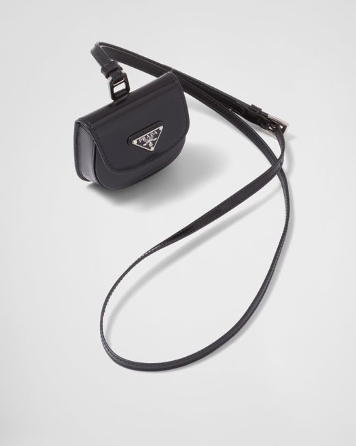 Prada Metallic Brushed-Leather Headphone Case