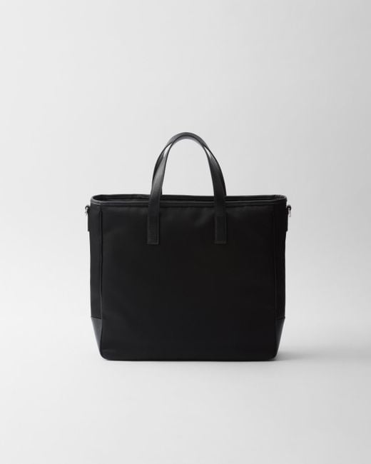 Prada Black Re-Nylon And Saffiano Leather Tote Bag for men