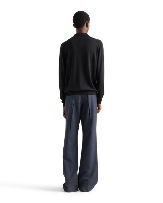 Prada Black Cashmere And Silk Polo Shirt for men