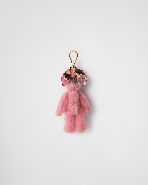 Ciondolo Da Borsa Teddy Con Anello di Prada in Pink