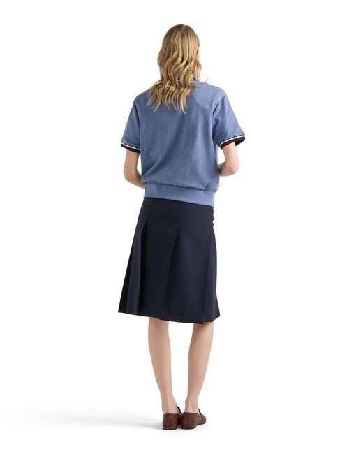 Prada Blue Cotton Fleece V-Neck Sweatshirt