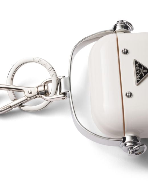 Prada White Airpods Pro 2 Case With Keychain for men