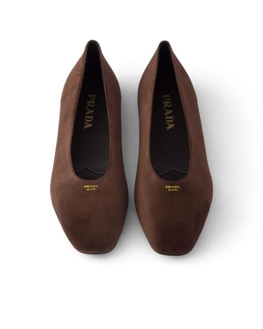 Prada Brown Suede Ballerinas