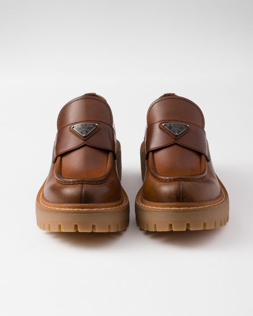 Prada Brown Leather Loafers