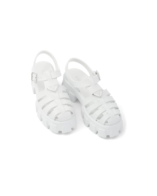 Prada White Rubber Platform Sandals 55