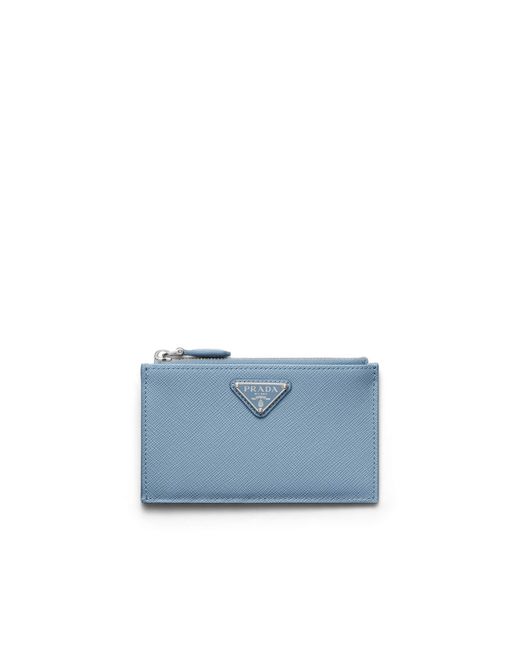 Prada Blue Saffiano Leather Card Holder