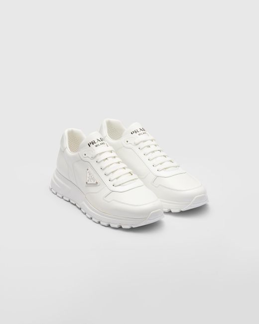Sneakers In Pelle di Prada in White da Uomo