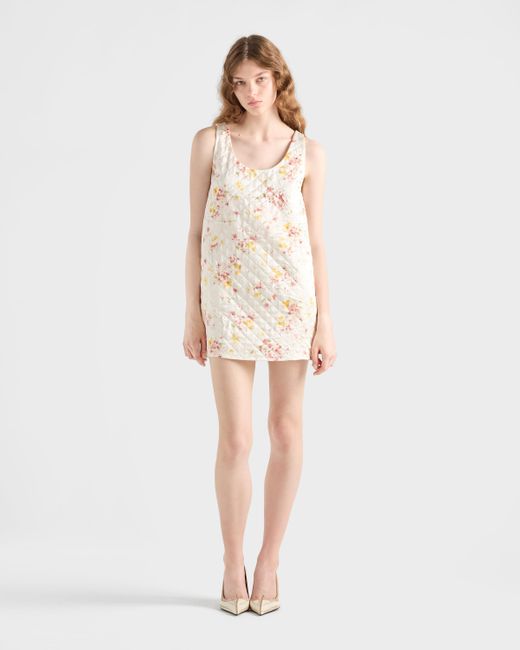 Prada Natural Gestepptes Minikleid Aus Satin
