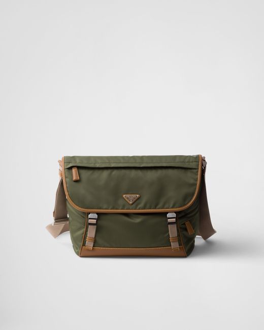 Prada Green Re-Nylon And Leather Shoulder Bag for men