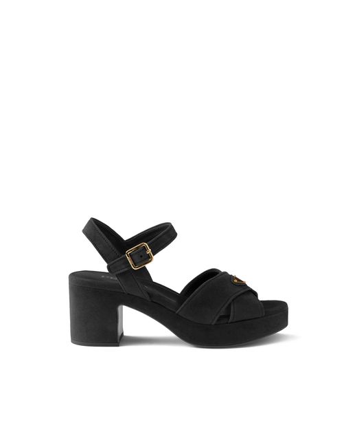 Prada Black Suede Platform Sandals