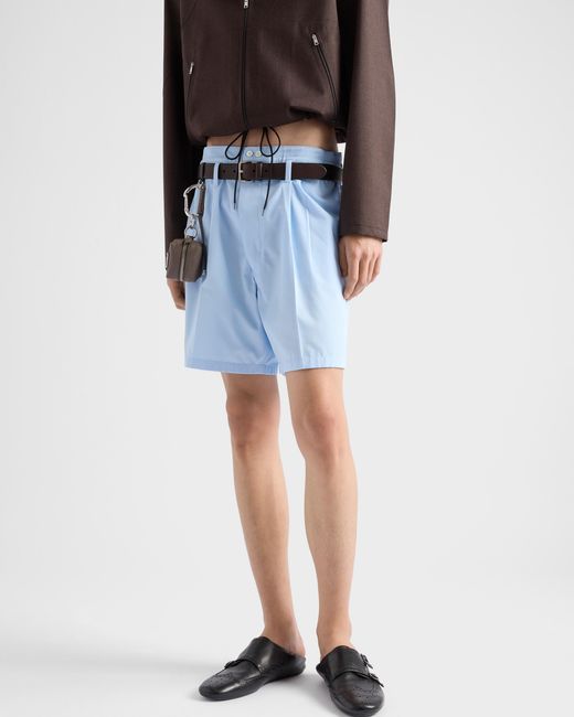Prada Blue Poplin Bermudas for men