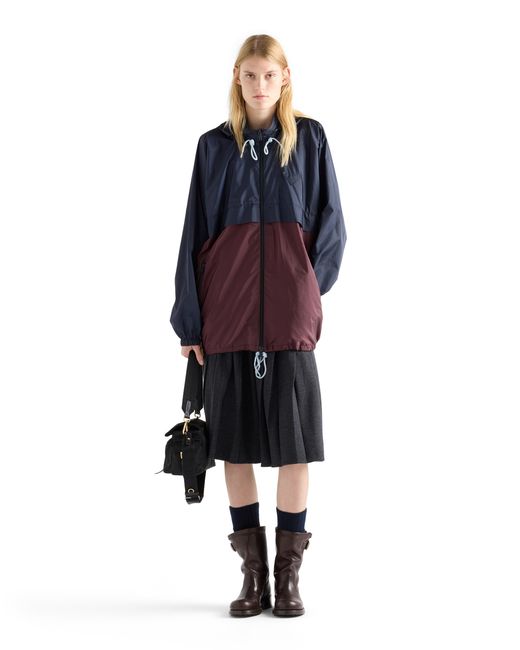 Prada Blue Lightweight Re-Nylon Blouson Jacket, Royal/Garnet
