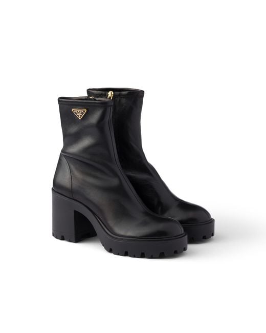 Prada Black Stretch Nappa Leather Booties