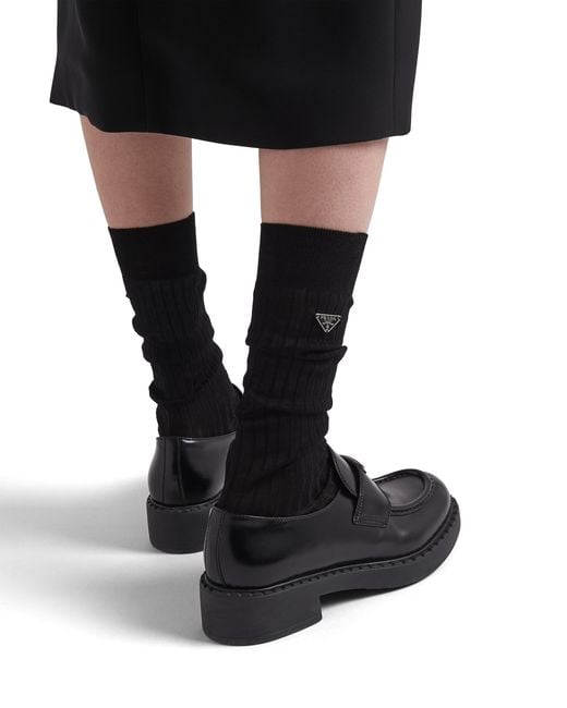 Prada Black Superfine Ribbed Socks