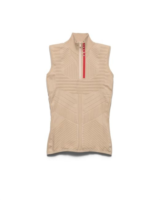 Top De Cuello Alto De Re-Nylon, Mujer, Talla Prada de color Natural