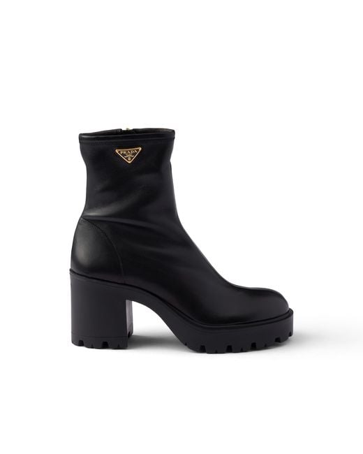 Prada Black Stretch Nappa Leather Booties
