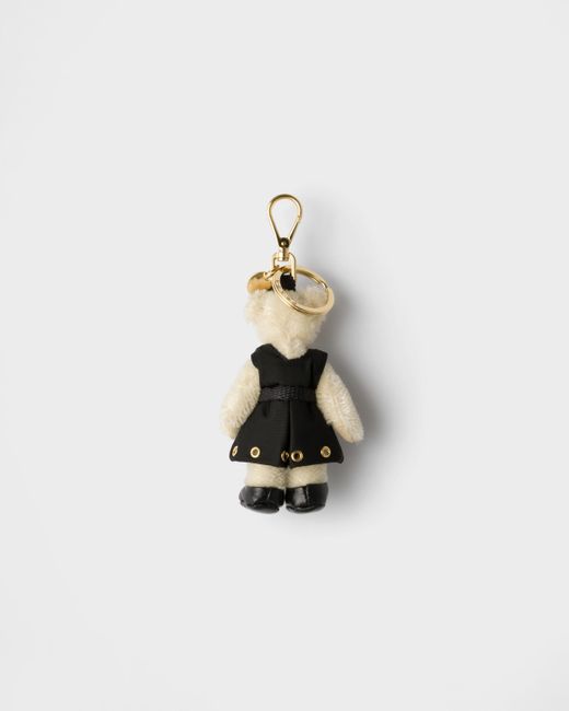 Prada White Teddy Keychain Charm