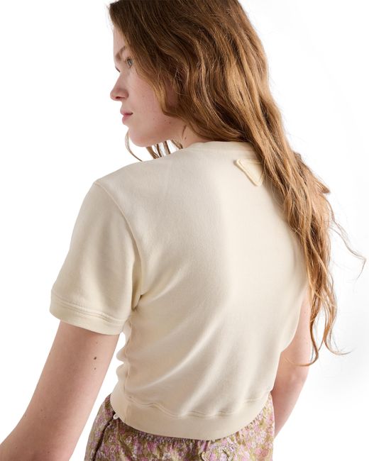 Prada White Cotton Fleece Crew-Neck T-Shirt