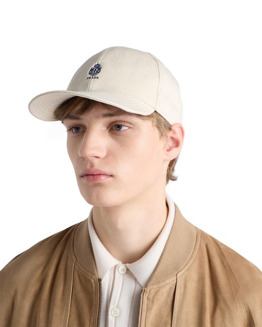 Prada White Old Gabardine Baseball Cap for men