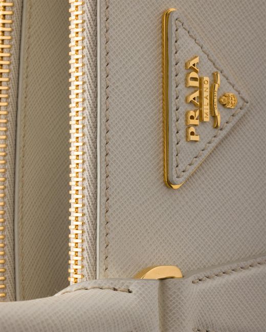 Prada White Galleria Small Saffiano Leather Bag, Chalk