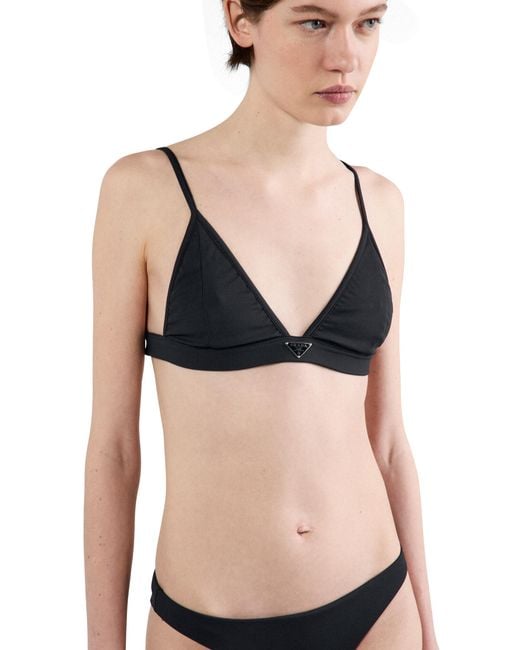Prada Blue Ribbed Knit Bralette Bikini Top